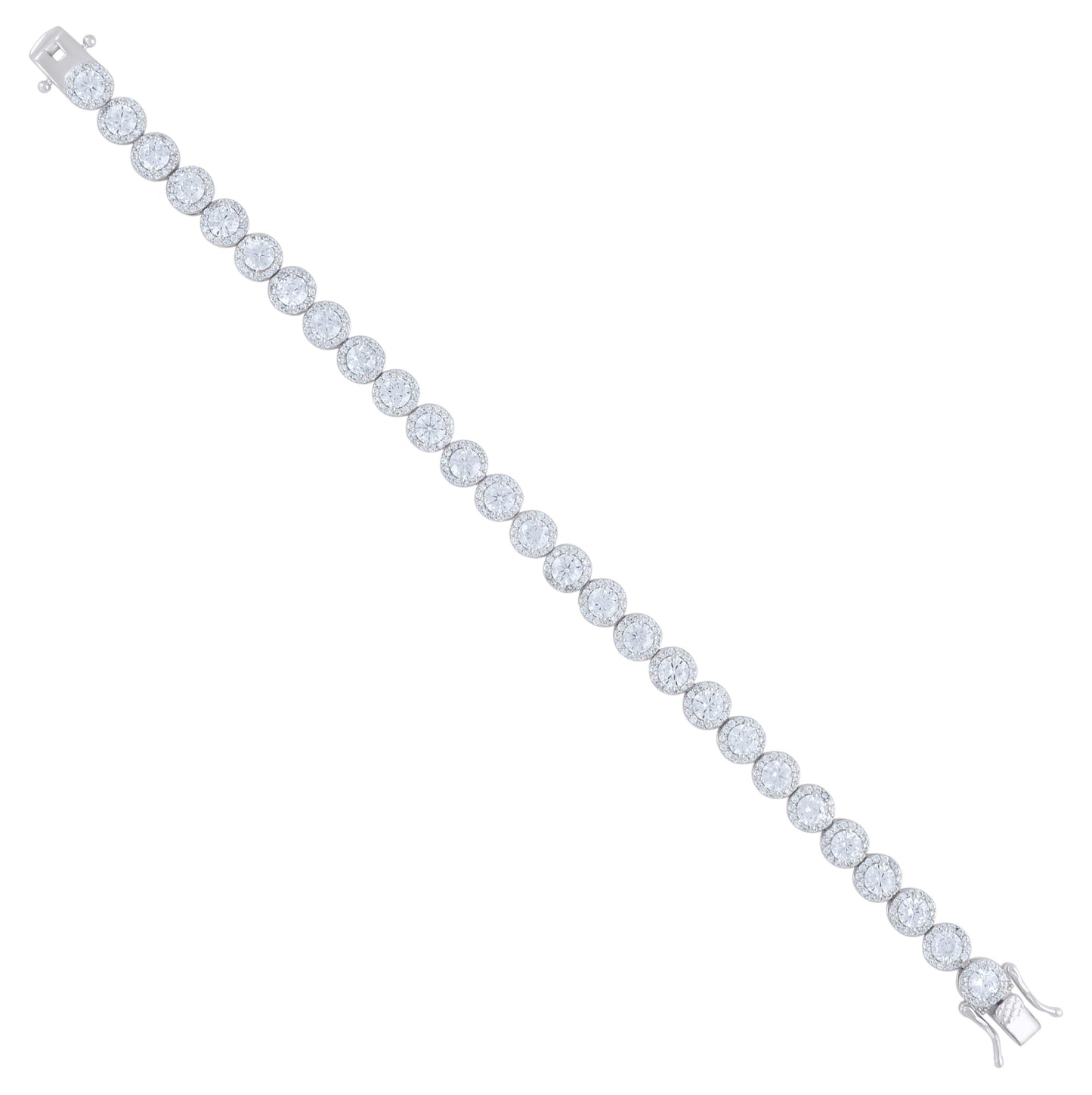 Sterling Silver Women Cubic-Zirconia Fashion Link Bracelet 7 Inches
