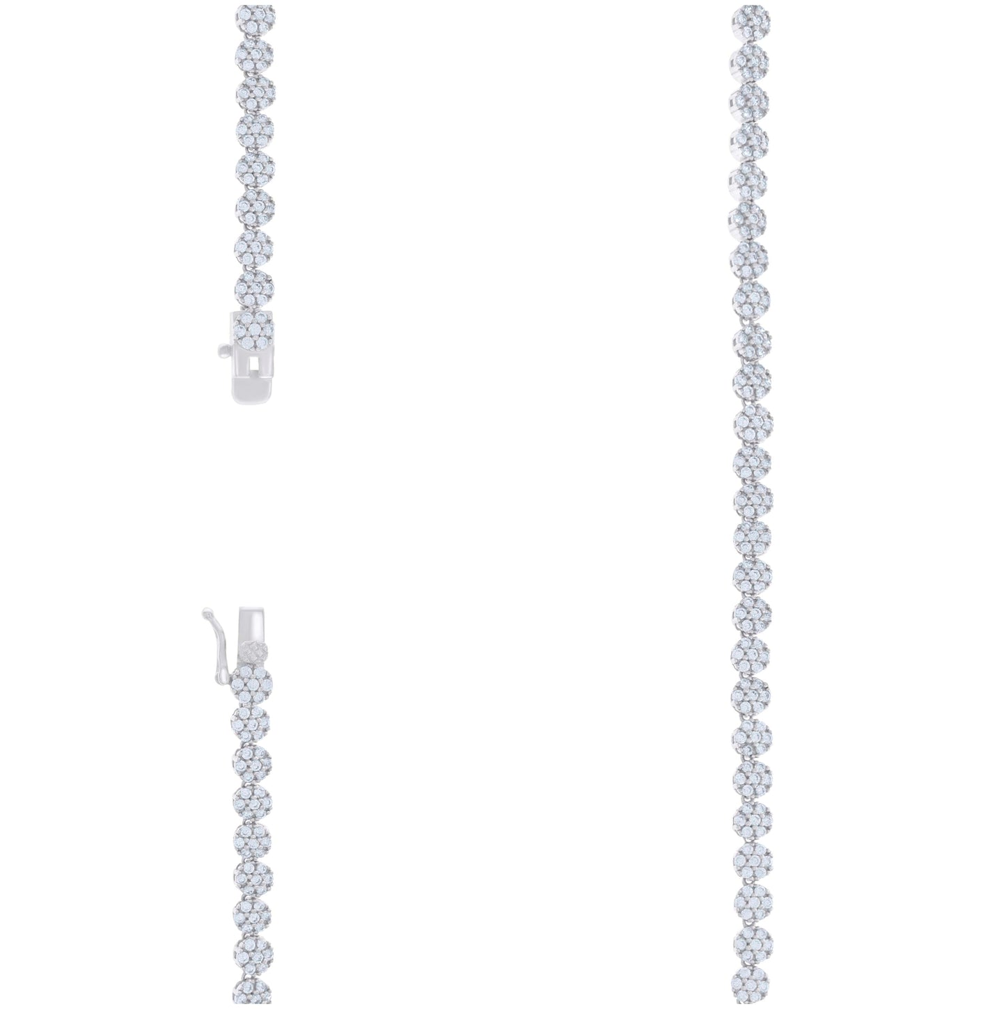 Sterling Silver Womens Cubic-Zirconia Flower Link Necklace