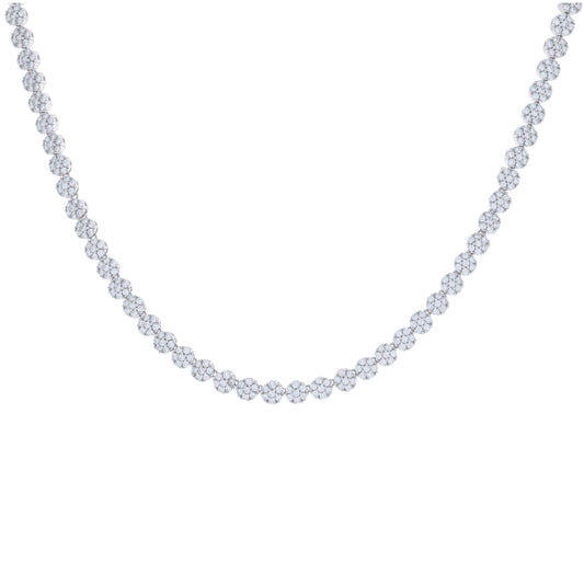 Sterling Silver Womens Cubic-Zirconia Flower Link Necklace