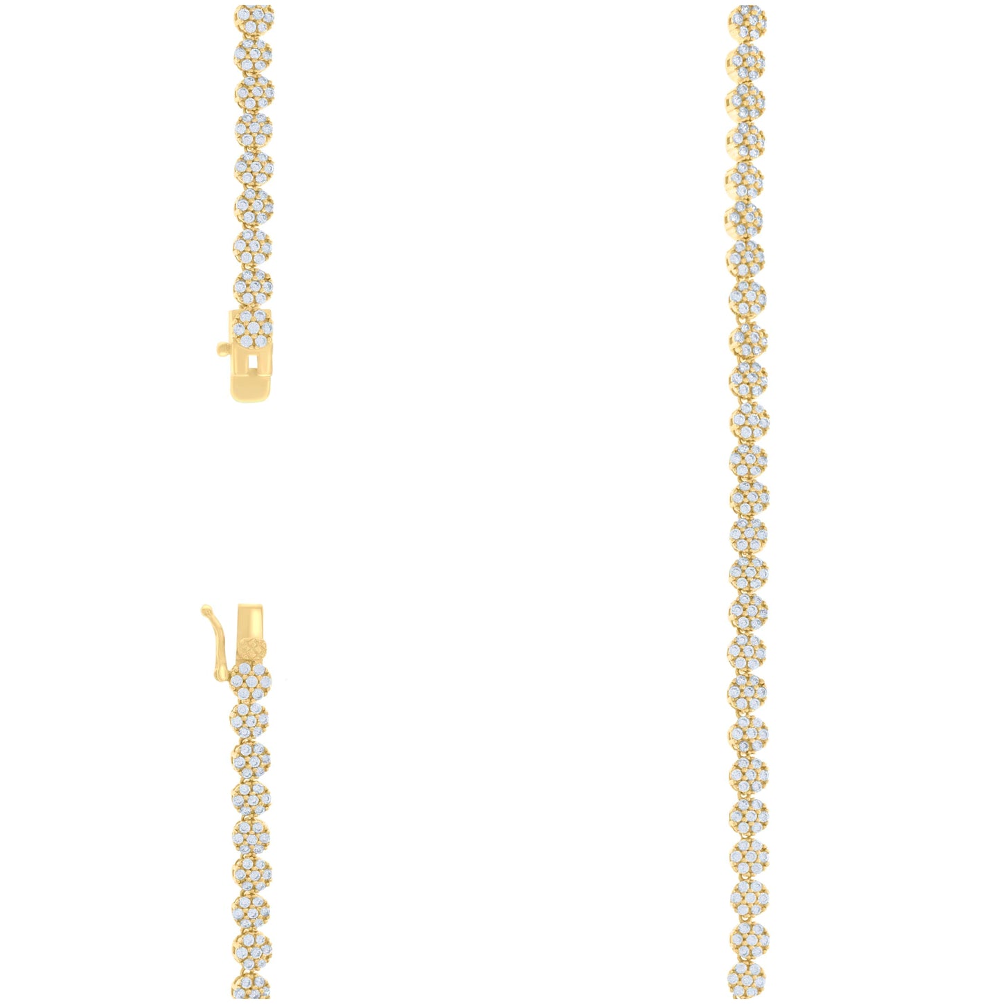 Sterling Silver Yellow-tone Womens Cubic-Zirconia Flower Link Necklace