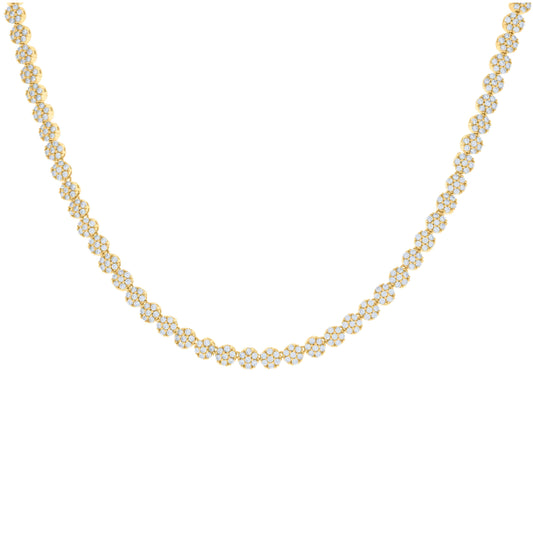 Sterling Silver Yellow-tone Womens Cubic-Zirconia Flower Link Necklace
