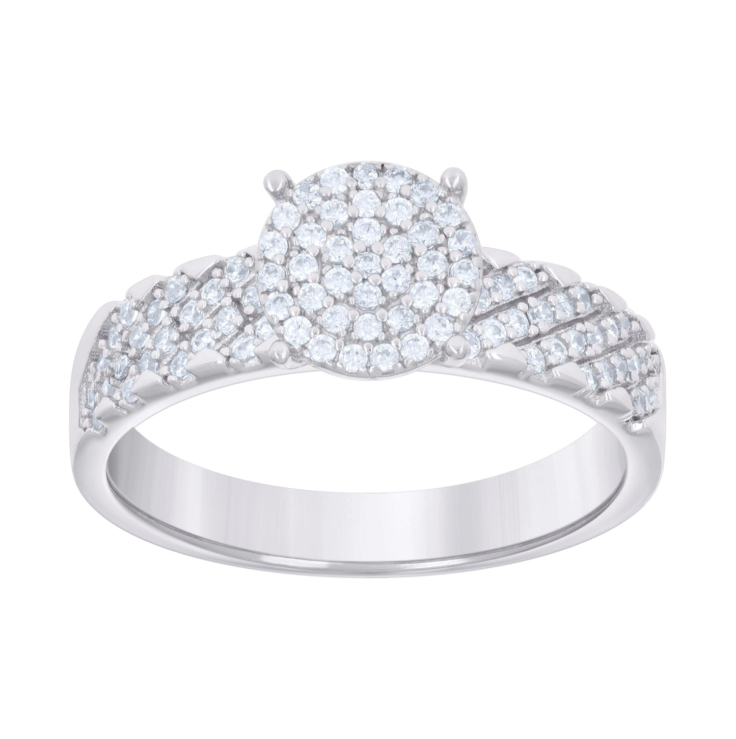 Sterling Silver Cubic-Zirconia Trio Bridal Anniversary Wedding Engagement Band Ring Set