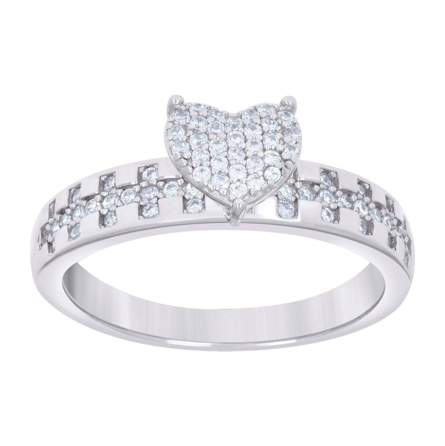 Sterling Silver Cubic-Zirconia Trio Bridal Anniversary Wedding Engagement Band Ring Set