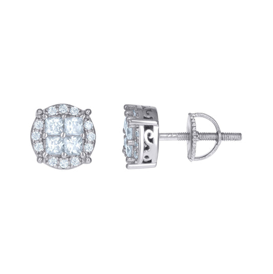 Sterling Silver Womens 1.41 Cttw Moissanite Fashion Stud Earrings