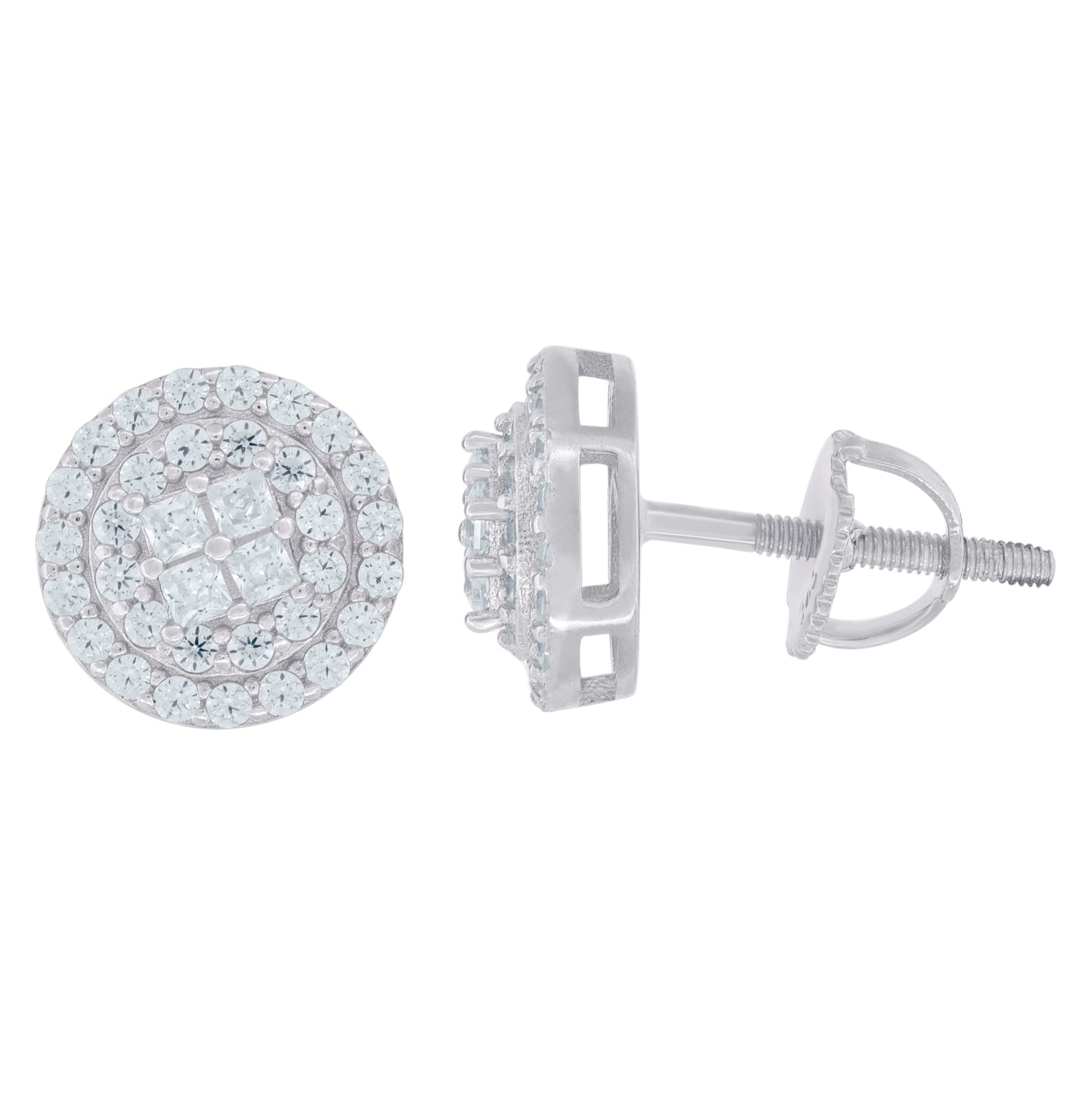 Sterling Silver Womens Moissanite 0.73 Cttw Stud Earrings