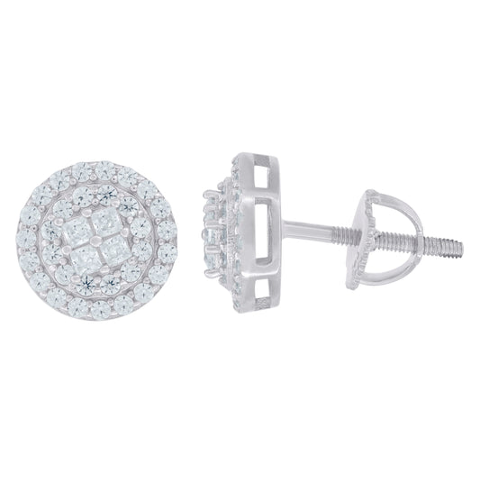 Sterling Silver Womens Moissanite 0.73 Cttw Stud Earrings