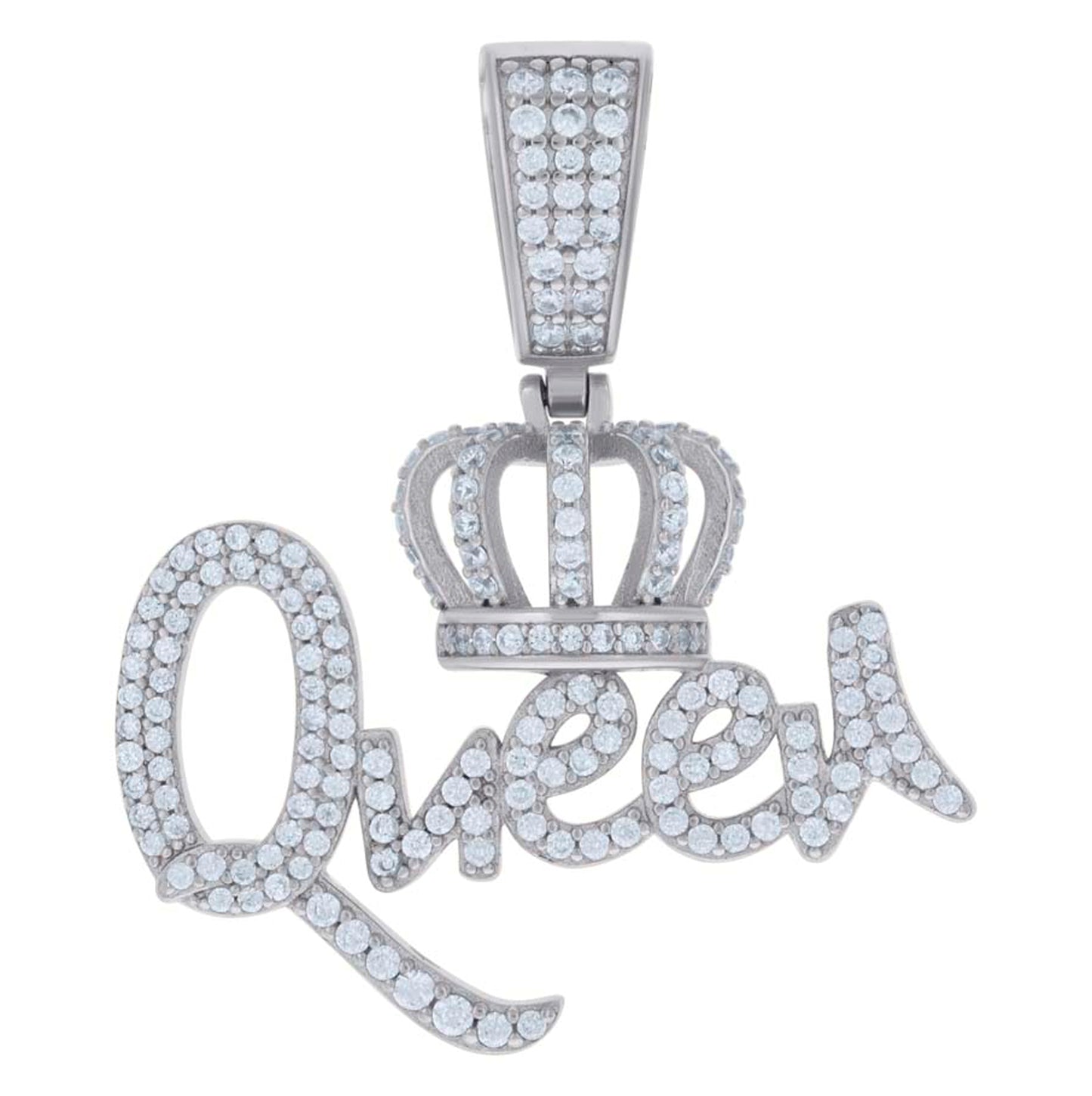 Sterling Silver Womens Moissanite 1.40 Cttw Queen Talking Fashion Pendant