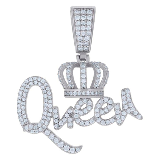 Sterling Silver Womens Moissanite 1.40 Cttw Queen Talking Fashion Pendant
