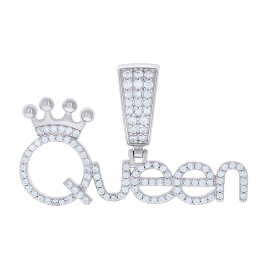 Sterling Silver Womens Moissanite 0.71 Cttw Queen Talking Fashion Pendant