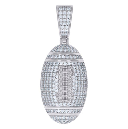 Sterling Silver Mens Moissanite 1.38 Cttw Football Sports Pendant