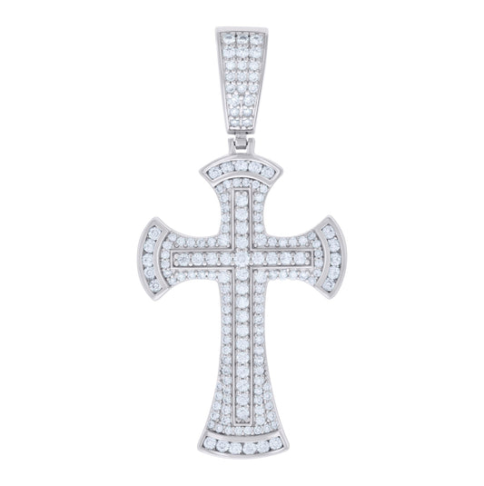 Sterling Silver Mens 1.40 Cttw Moissanite Cross Religious Charm Pendant