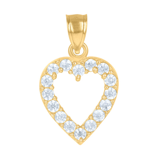 10K Yellow Gold Womens Cubic Zirconia Cubic-Zirconia Open Heart Charm Pendant