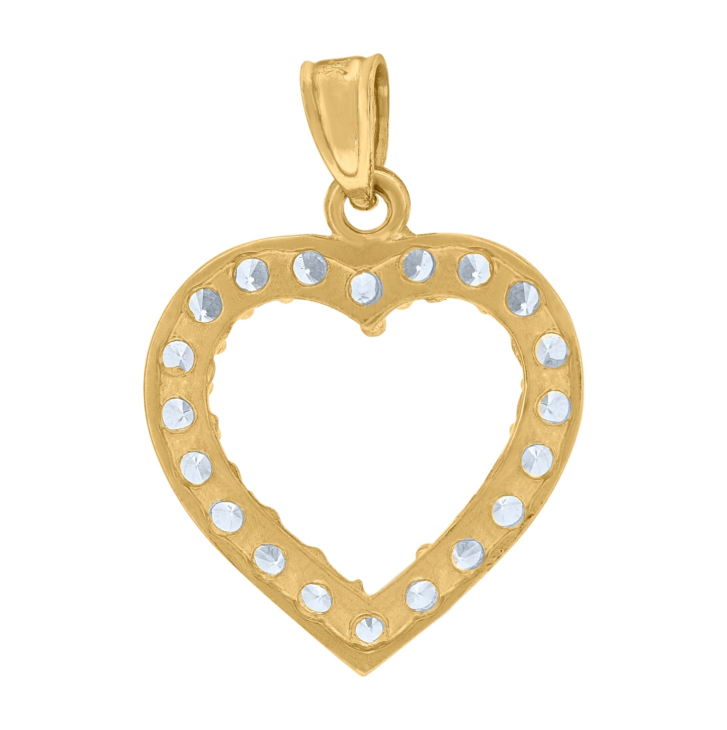 10K Yellow Gold Womens Cubic Zirconia Cubic-Zirconia Open Heart Charm Pendant