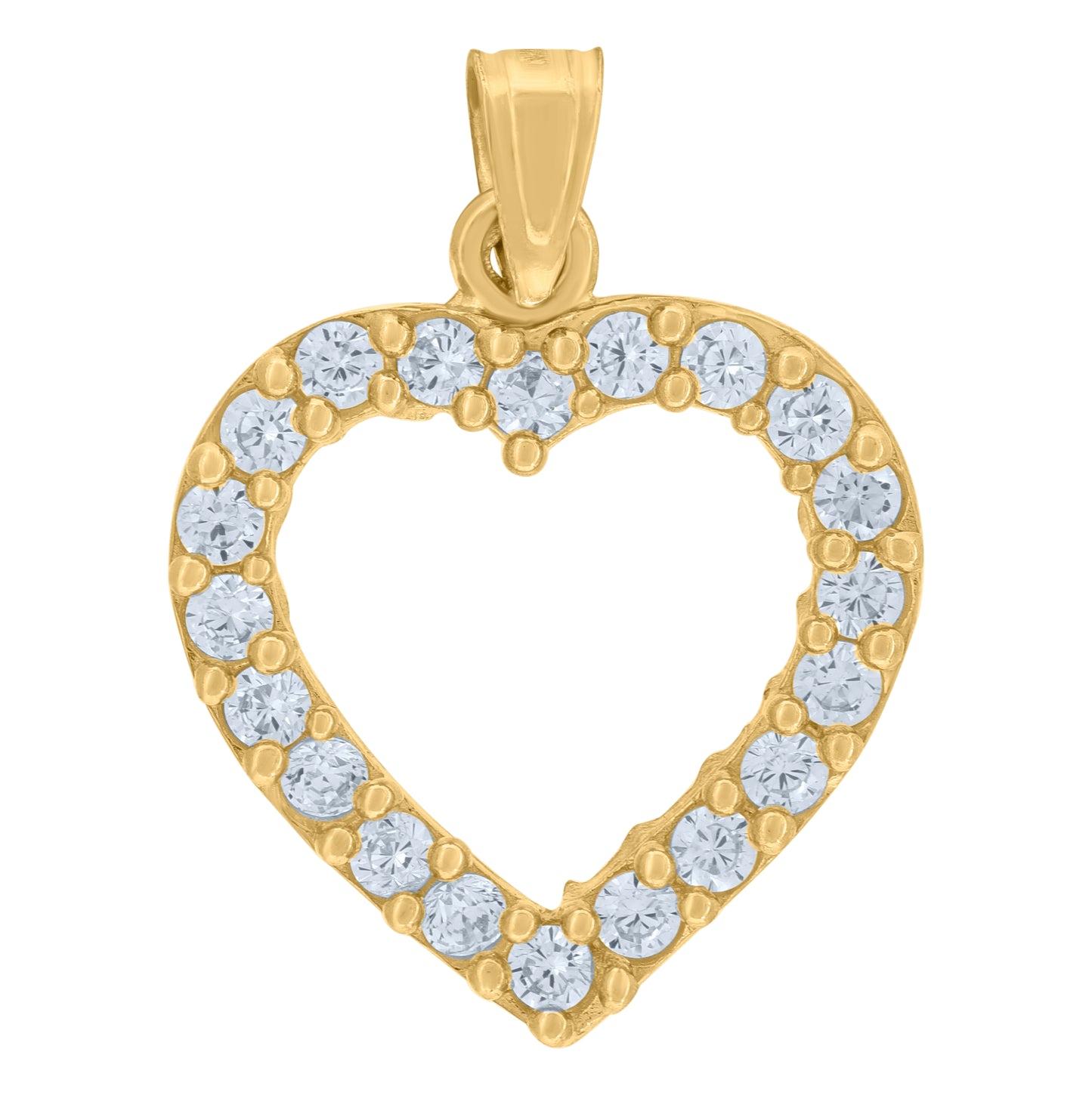 10K Yellow Gold Womens Cubic Zirconia Cubic-Zirconia Open Heart Charm Pendant