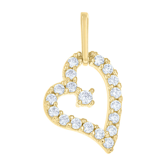 10K Yellow Gold Womens Cubic Zirconia Cubic-Zirconia Love Heart Charm Pendant