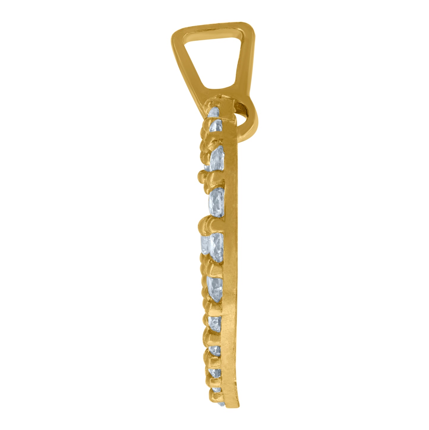 10K Yellow Gold Cubic-Zirconia Womens Flower Heart Charm Pendant