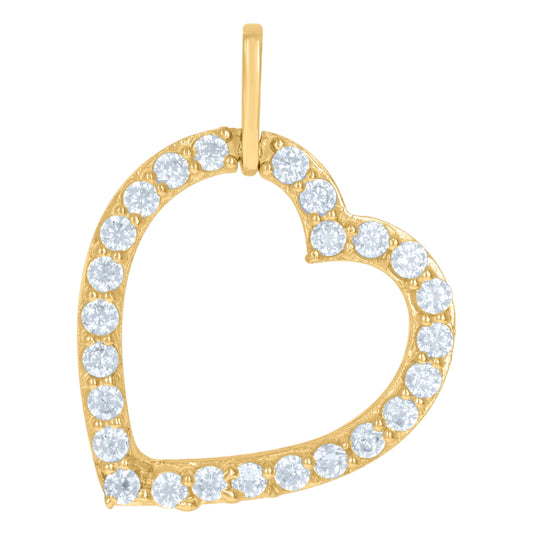 10K Yellow Gold Womens Cubic Zirconia Cubic-Zirconia Open Heart Charm Pendant