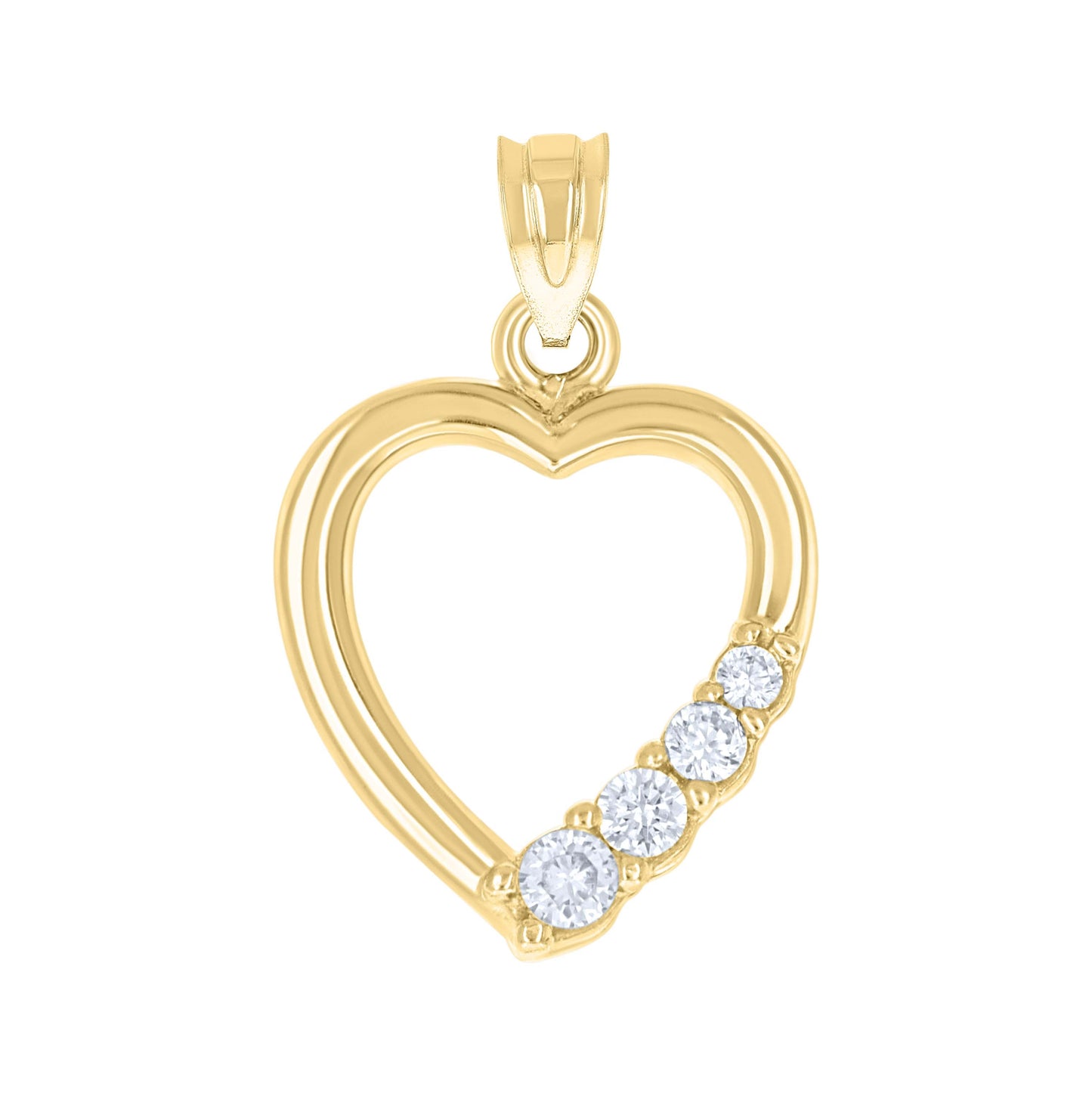 10K Two-Tone Gold Cubic-Zirconia Womens Heart Charm Pendant