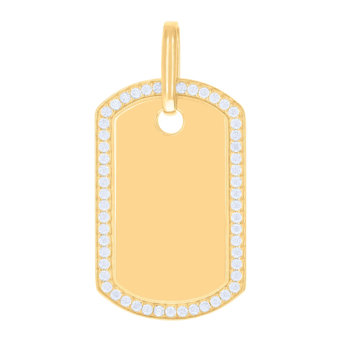 Sterling Silver Mens Cubic-Zirconia Dog Tag Fashion Charm Pendant