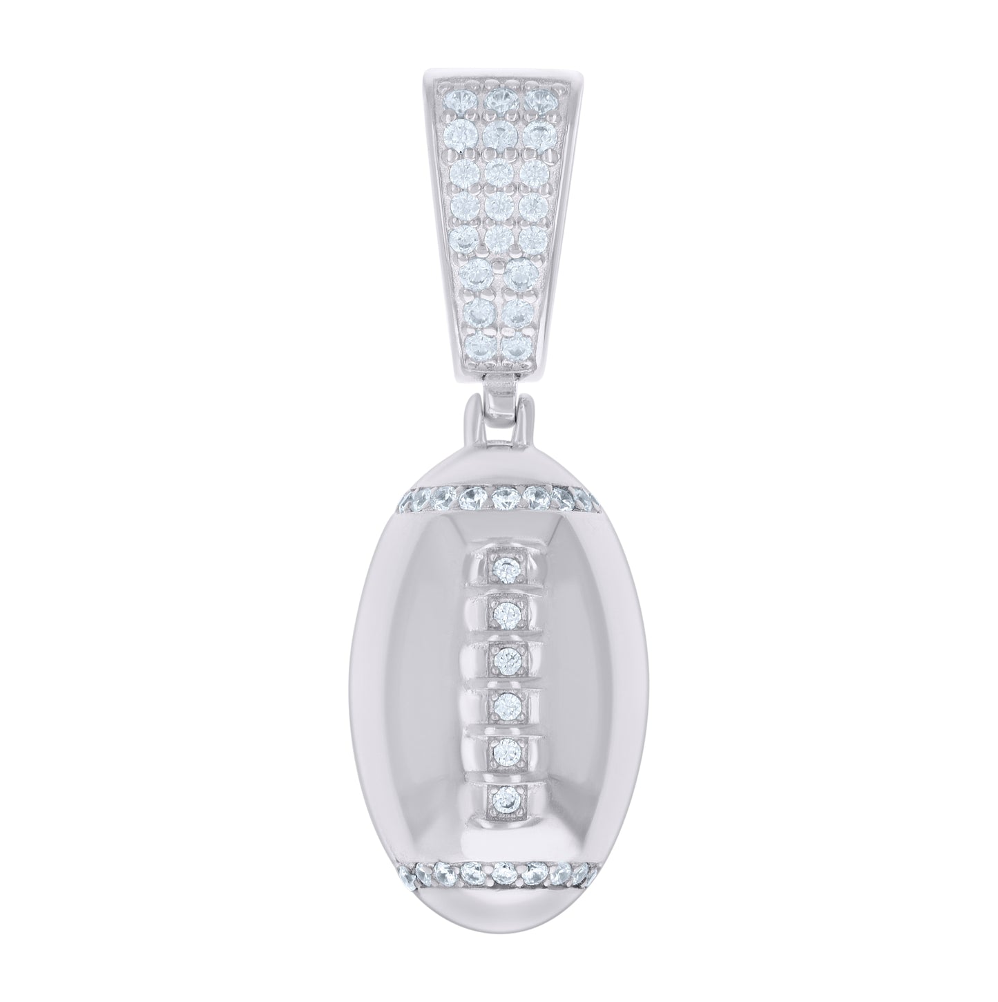 Sterling Silver Mens Cubic-Zirconia Football Sports Pendant
