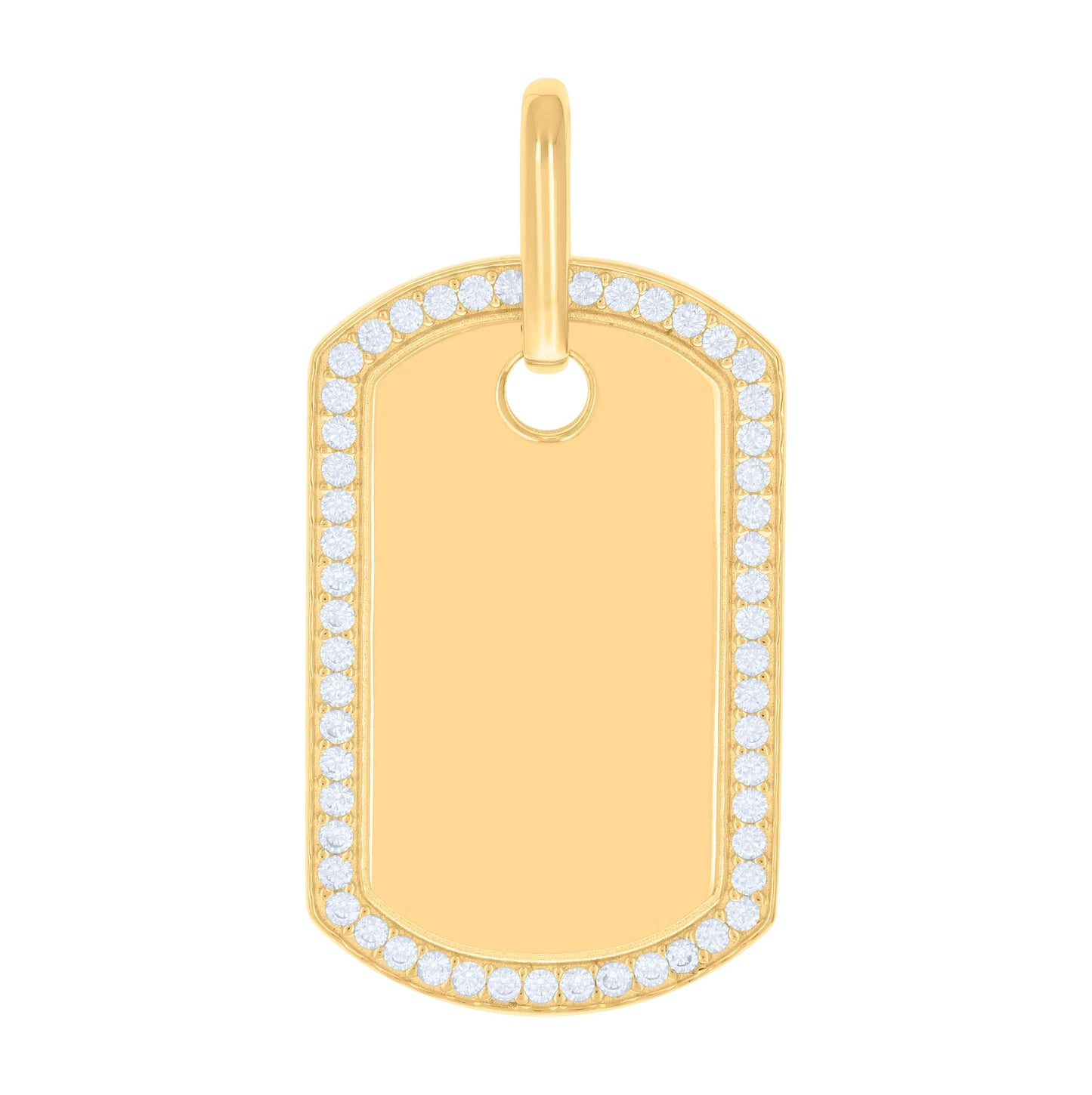 Sterling Silver Mens Cubic-Zirconia Dog Tag Fashion Charm Pendant