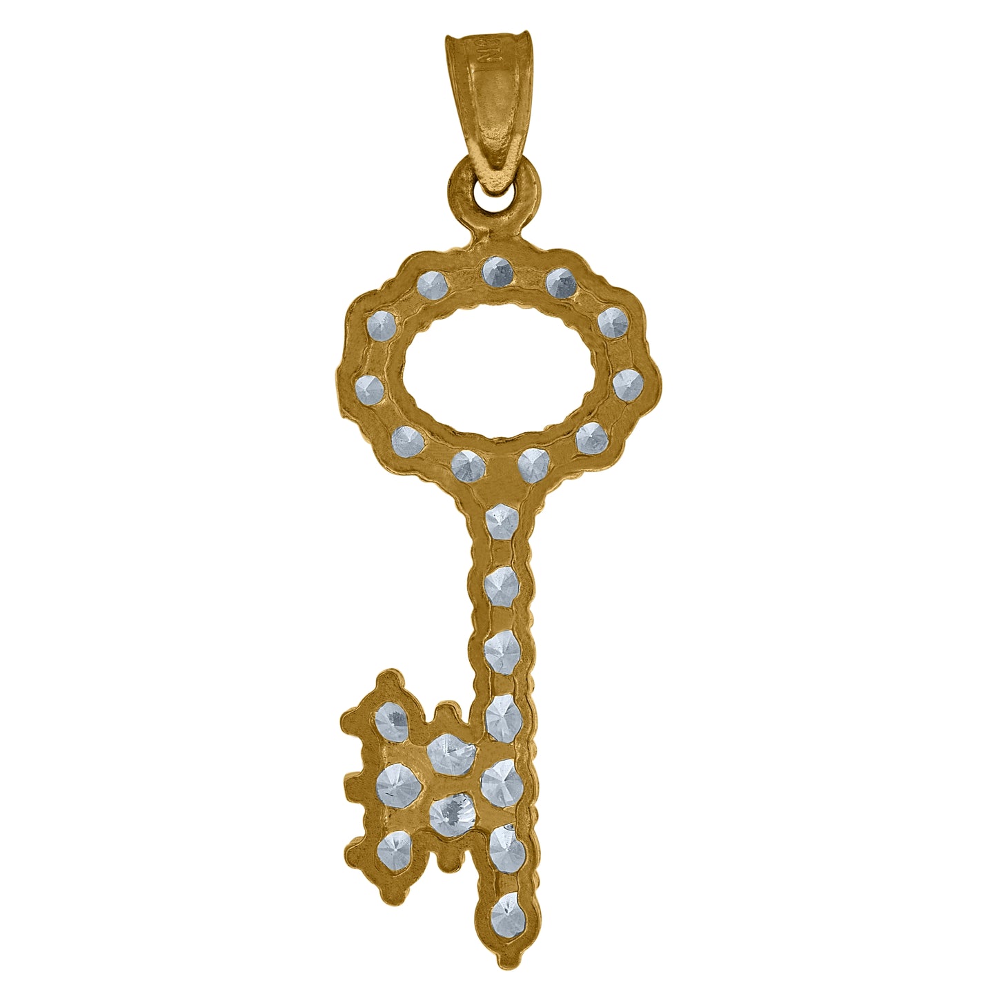 10K Yellow Gold Unisex Cubic Zirconia Cubic-Zirconia Key To My Heart Charm Pendant