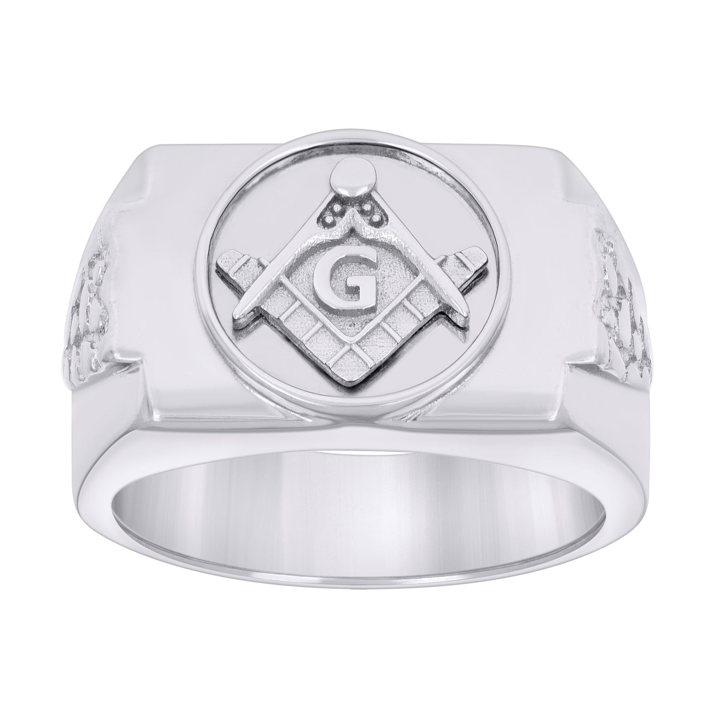 Sterling Silver Mens Masonic Symbol Fashion Bridal Anniversary Wedding Engagement Band Ring