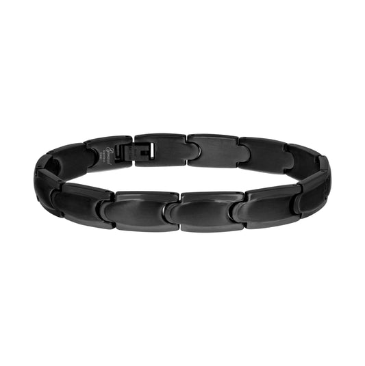 Stainless Steel Black-tone Mens Fashion Bracelet Size 8.5 Inches