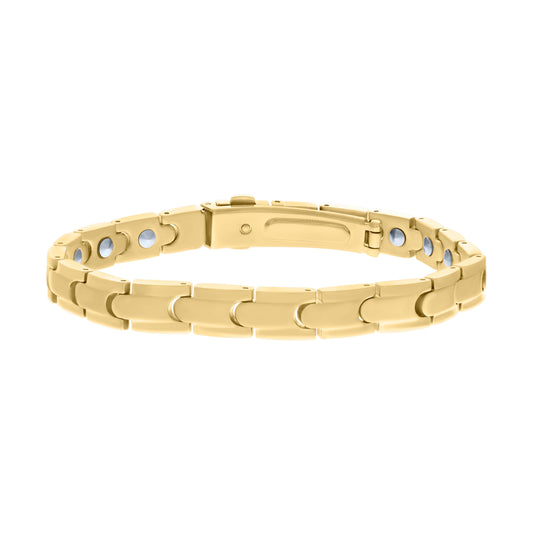 Stainless Steel Yellow-tone Mens Fashion Bracelet Size 8.5 Inches