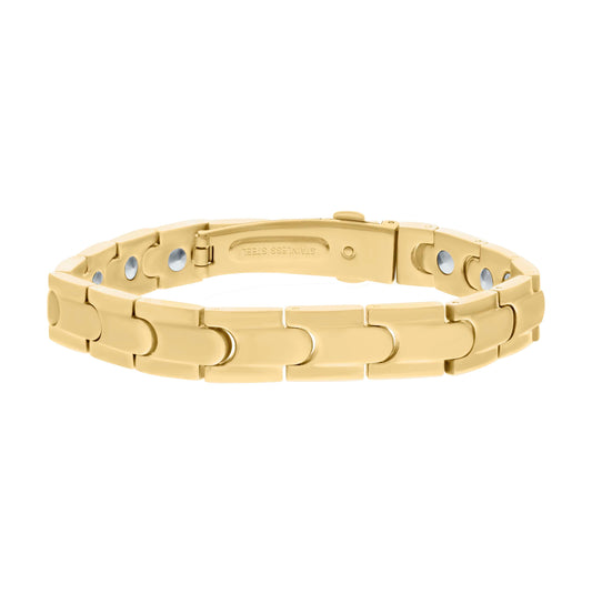 Stainless Steel Yellow-tone Mens Fashion Bracelet Size 8.5 Inches