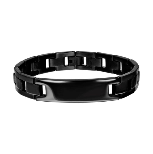 Stainless Steel Black-tone Mens Fashion Bracelet Size 8.5 Inches