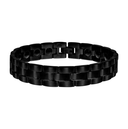 Stainless Steel Black-tone Mens Fashion Bracelet Size 8.5 Inches