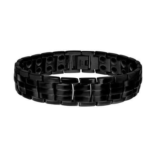 Stainless Steel Black-tone Mens Fashion Bracelet Size 8.5 Inches