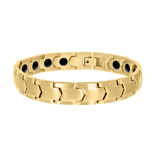 Stainless Steel Yellow-tone Mens Fashion Bracelet Size 8 Inches
