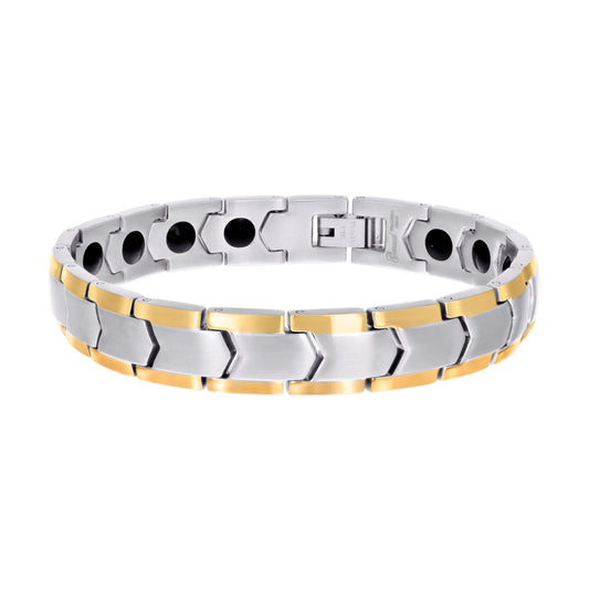 Stainless Steel Yellow-tone Mens Fashion Bracelet Size 8.5 Inches