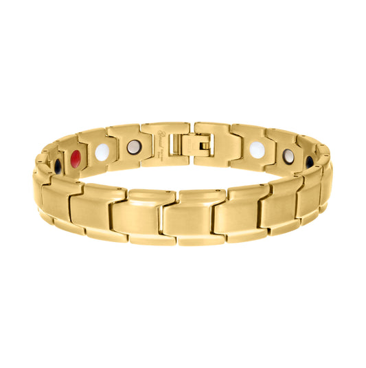 Stainless Steel Yellow-tone Mens Fashion Bracelet Size 8.5 Inches