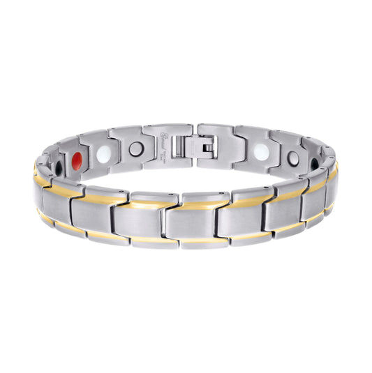 Stainless Steel Yellow-tone Mens Fashion Bracelet Size 8.5 Inches