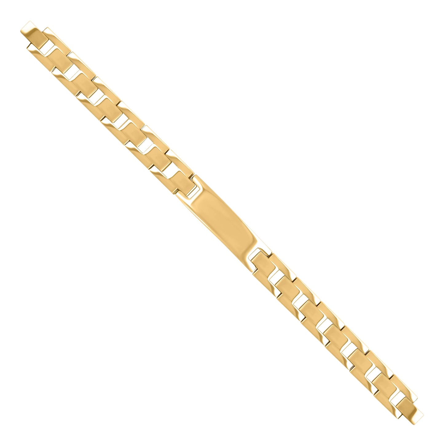 Stainless Steel Yellow-tone Mens Fashion Bracelet Size 8.5 Inches