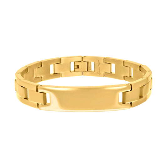 Stainless Steel Yellow-tone Mens Fashion Bracelet Size 8.5 Inches