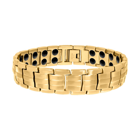 Stainless Steel Yellow-tone Mens Fashion Bracelet Size 8.5 Inches