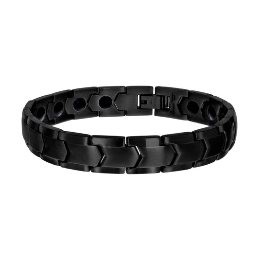 Stainless Steel Black-tone Mens Fashion Bracelet Size 8 Inches