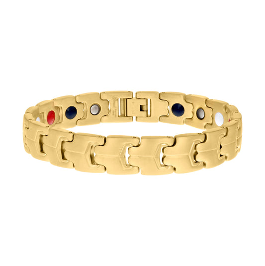 Stainless Steel Yellow-tone Mens Fashion Bracelet Size 8 Inches