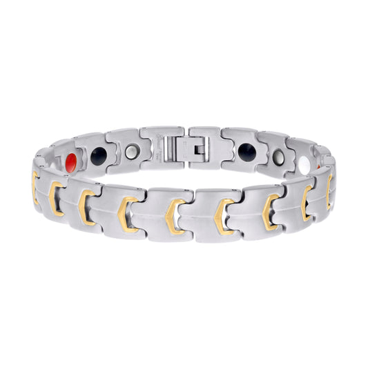 Stainless Steel Yellow-tone Mens Fashion Bracelet Size 8 Inches