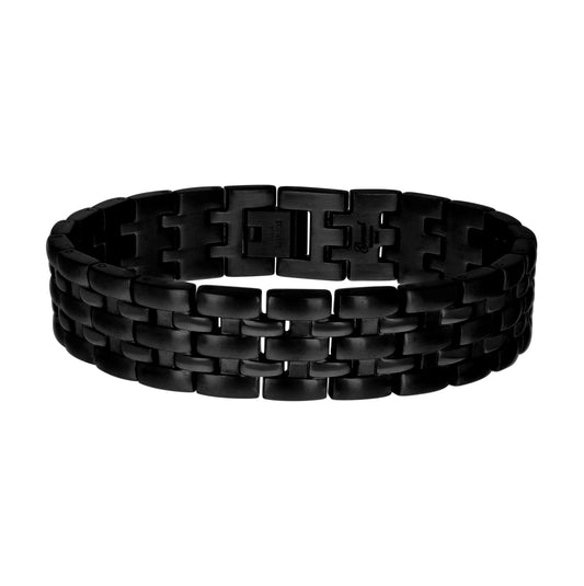 Stainless Steel Black-tone Mens Fashion Bracelet Size 8.5 Inches