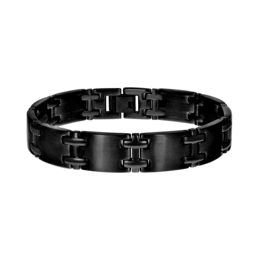Stainless Steel Black-tone Mens Fashion Bracelet Size 8.5 Inches