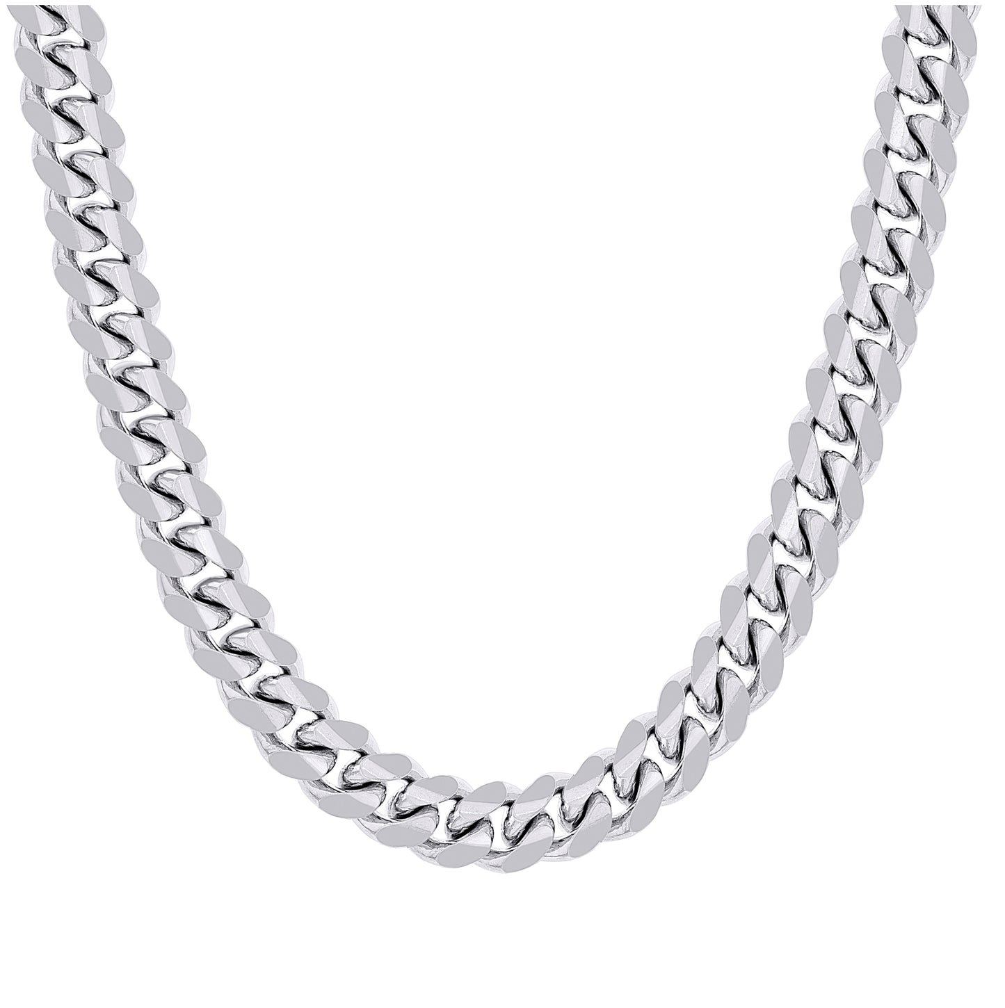 Sterling Silver Rhodium Plated Solid Miami Cuban Chain