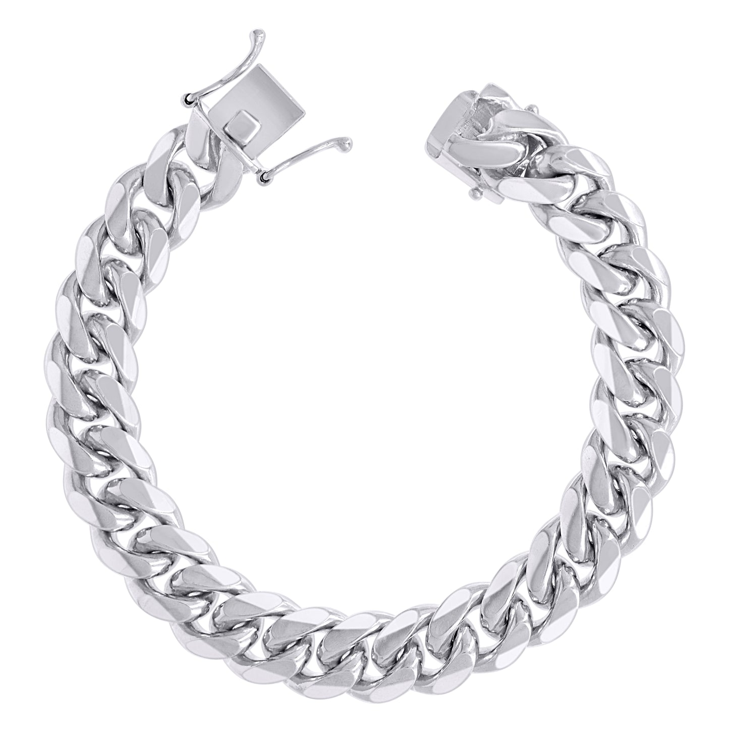 Sterling Silver Rhodium Plated Solid Miami Cuban Chain
