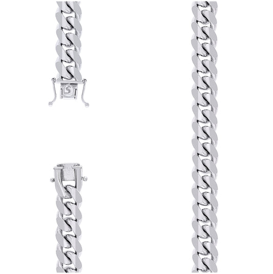 Sterling Silver Rhodium Plated Solid Miami Cuban Chain