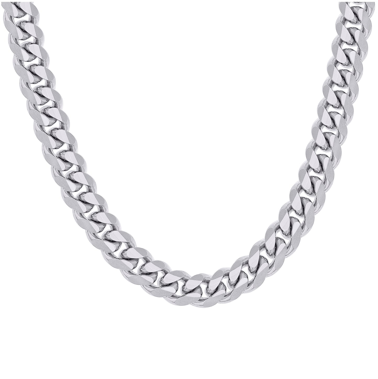 Sterling Silver Rhodium Plated Solid Miami Cuban Chain