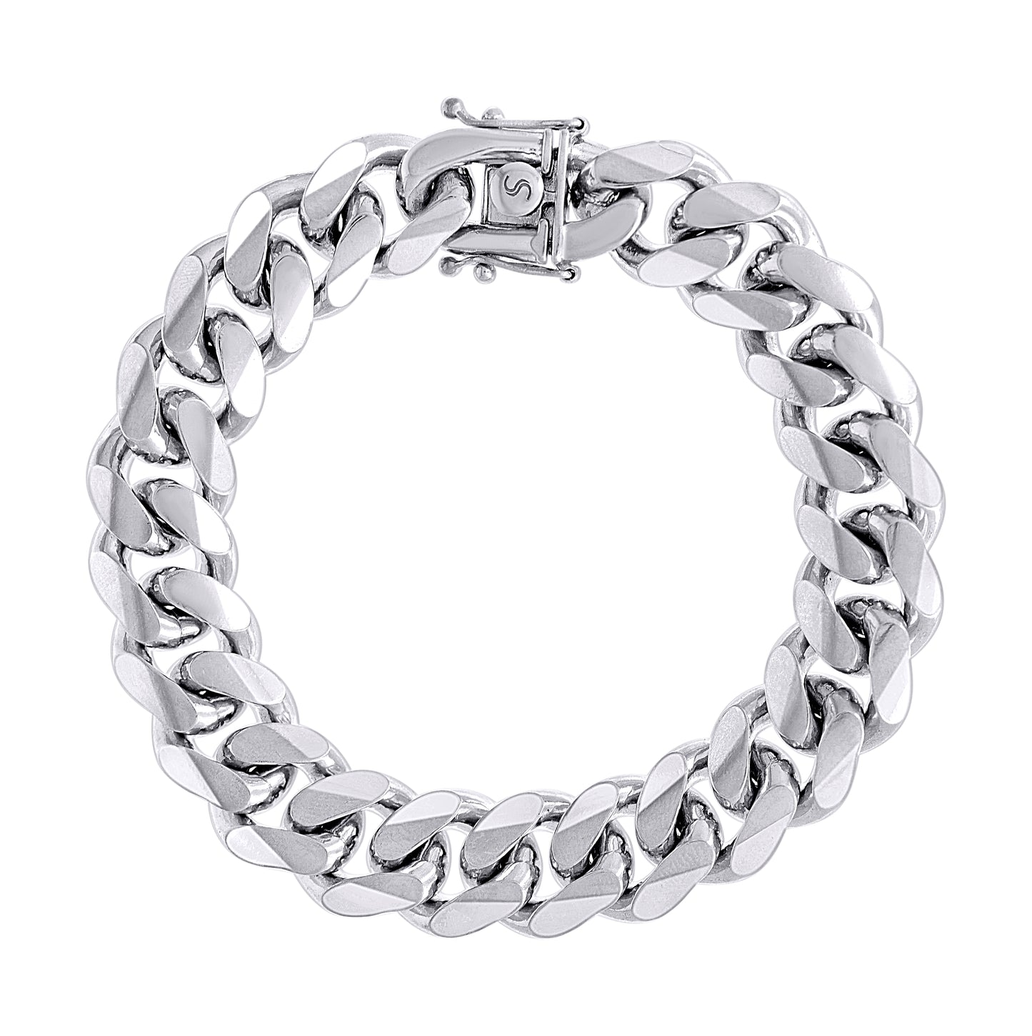 Sterling Silver Rhodium Plated Solid Miami Cuban Chain